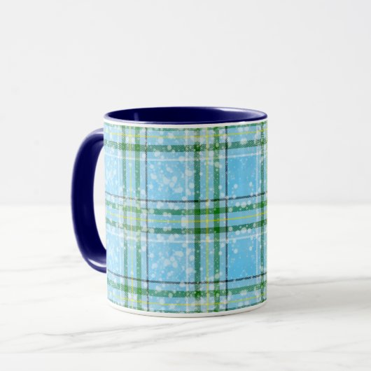 Winter-Schottenkaro-Design  Tasse (Vorderseite Links)