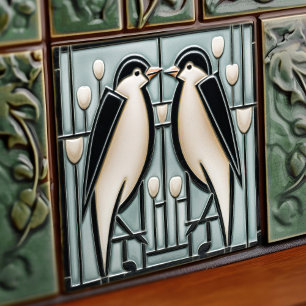 Winter-Schwalben Mackintosh Art Deco Nouveau Dekor Fliese