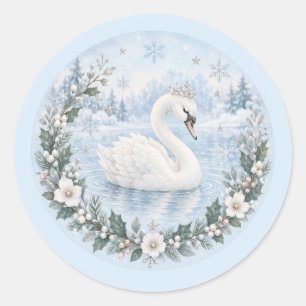 Winter-Schwan-Baby-Shower-Mitgebringse Runder Aufkleber