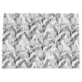 Winter Schwarz & Weiß Wasserfarbe Botanisch Große Geschenktüte (Vorderseite)