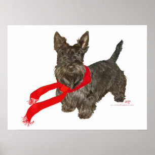 Winter-Scottie in Wam-Schal Poster