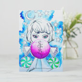 Winter Season Sorceress Watercolor Einladung (Stehend Vorderseite)