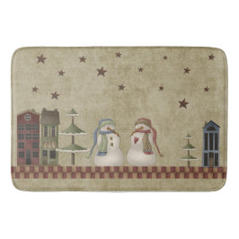 Winter Segeln Folkart Snowmen Couple Badematte