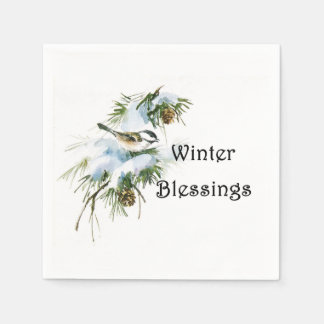 "Winter Segen" Papier Napkins Chickadee Snow Serviette