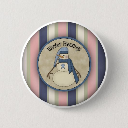 Winter-Segen-Schneemänner Button (Vorderseite)