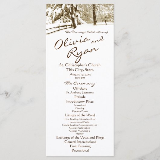 Winter Serenity Country Wedding Programm (Vorderseite)