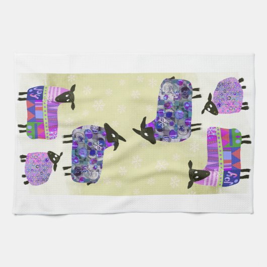 Winter Sheep Kitchen Teetücher Geschirrtuch (Horizontal)