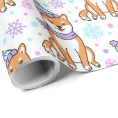 Winter Shiba Inu Weihnachten Geschenkpapier (Rolleneckpunkt)