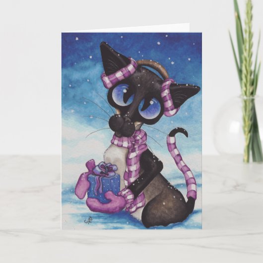 Winter Siamese Feiertagskarte (Vorderseite)