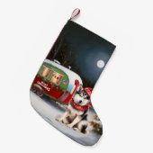 Winter Siberian Husky Caravan Weihnachtsabenteuer Kleiner Weihnachtsstrumpf (Vorderansicht (hängend))