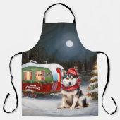 Winter Siberian Husky Caravan Weihnachtsabenteuer Schürze (Vorderseite)