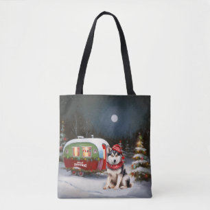 Winter Siberian Husky Caravan Weihnachtsabenteuer Tasche