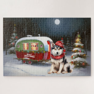 Winter-Sibirien-Husky-Karawane-Weihnachtsabenteuer Puzzle