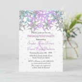 Winter Silber Lila Schneeflocken Engagement Party Einladung (Stehend Vorderseite)