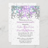 Winter Silber Lila Schneeflocken Engagement Party Einladung (Vorne/Hinten)