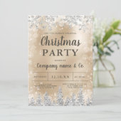 Winter Silber Pine Gold Weihnachten Weihnachten Einladung (Stehend Vorderseite)