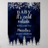 Winter Silber Pine Marine Begrüßungsbaby Dusche Poster (Vorne)