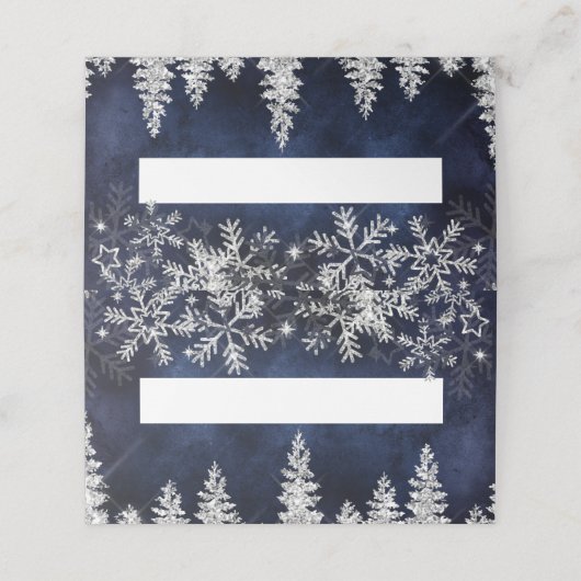 Winter Silber Pine Marine Weihnachten Platzkarte (Außenseite Aufgefaltet)