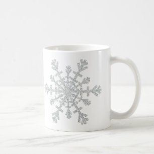Winter-silberne Glitzer-Schneeflocke für Kaffeetasse