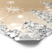 Winter silberner Schneekiefern goldener Willkommen Poster (Ecke)