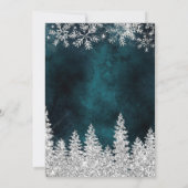 Winter Silberschnee Pinien grün Weihnachten Einladung (Rückseite)
