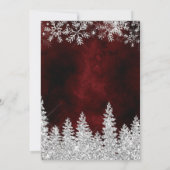 Winter Silberschnee Pinien Rot Weihnachten Weihnac Einladung (Rückseite)
