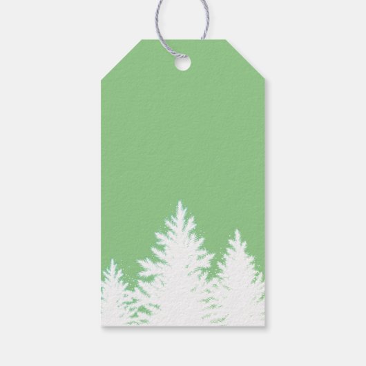 Winter Silhouette Bäume Urlaub Personalisiert grün Geschenkanhänger (Rückseite)