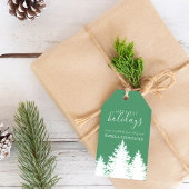 Winter Silhouette Bäume Urlaub Personalisiert grün Geschenkanhänger