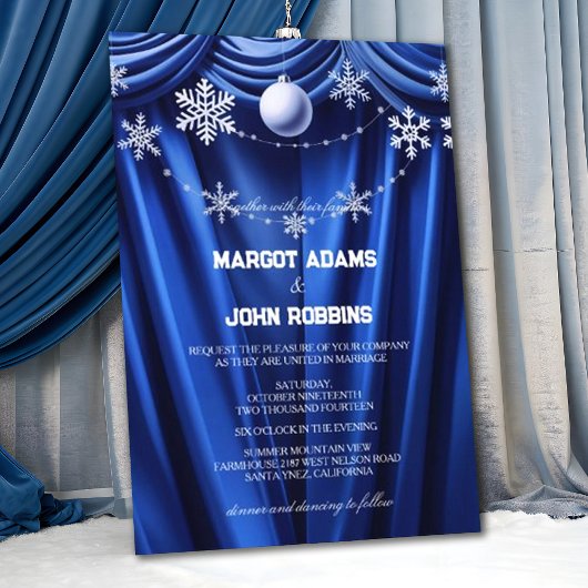 Winter Silk Snowflake Pearl Floral Wedding Einladung