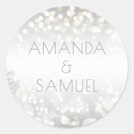 Winter Silver and Gold Sparkle Wedding Runder Aufkleber