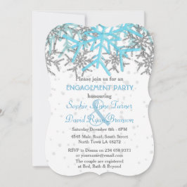 Winter Silver Blue Snowflakes Engagement Party Einladung
