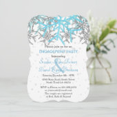 Winter Silver Blue Snowflakes Engagement Party Einladung (Stehend Vorderseite)