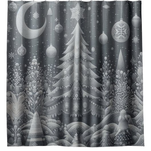 Winter Silver Duschvorhang (Vorderseite)