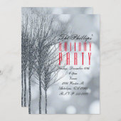 Winter Silver Glitzer Bäume Party Einladungen (Vorne/Hinten)
