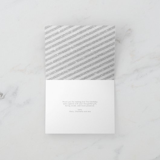 Winter Silver Glitzer Snowflake Danke Foto (Innenseite)