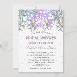 Winter Silver Lila Blue Snowflakes Hochzeit Einladung
