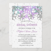 Winter Silver Lila Blue Snowflakes Hochzeit Einladung (Vorne/Hinten)
