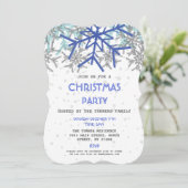 Winter Silver Navy Blue Snowflake CHRISTMAS Party Einladung (Stehend Vorderseite)