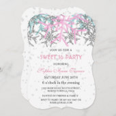 Winter Silver Pink Blue Snowflakes SWEET 16 Einladung (Vorne/Hinten)