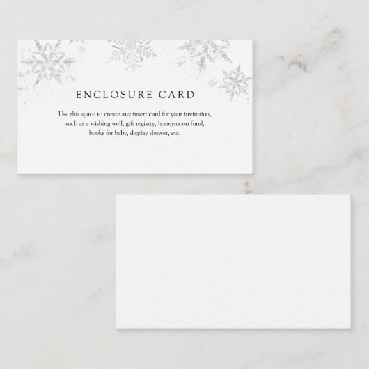 Winter Silver Snowflake Enclosure Card Begleitkarte (Vorne/Hinten)