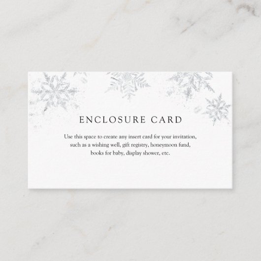 Winter Silver Snowflake Enclosure Card Begleitkarte (Vorderseite)