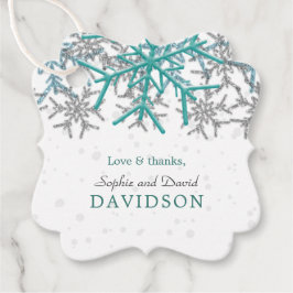 Winter Silver Turquoise Schneeflocken Hochzeit Geschenkanhänger