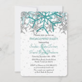 Winter Silver Turquoise Snowflake Engagement Party Einladung (Vorderseite)