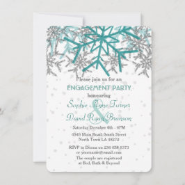 Winter Silver Turquoise Snowflake Engagement Party Einladung