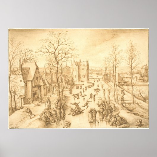 Winter Skater - Hans Bol Fine Art Poster (Vorne)