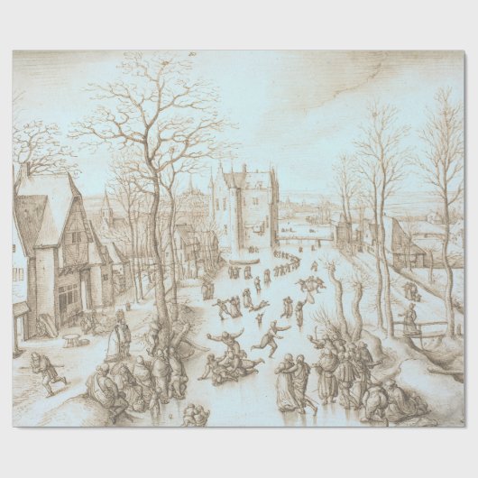 WINTER SKATERS Weihnachtswrapping Paper Geschenkpapier (Flach)