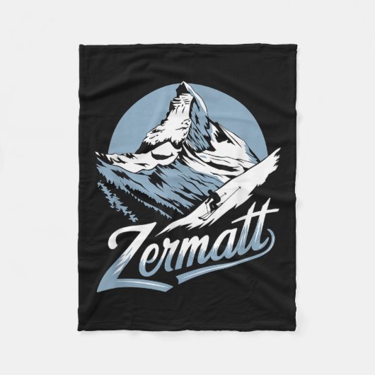 Winter-Ski-Abenteuer, Zermatt Berg Ski-Spaß Fleecedecke (Vorderseite)