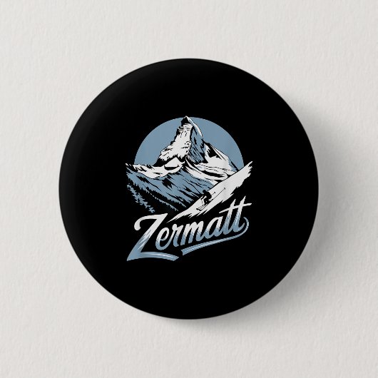 Winter-Ski-Abenteuer, Zermatt Bergski-Spaß Button (Vorderseite)