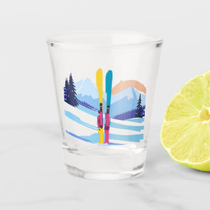 Winter-Ski-Berg Schnapsglas