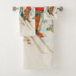 Winter-Ski durch Carl Larsson Badhandtuch Set